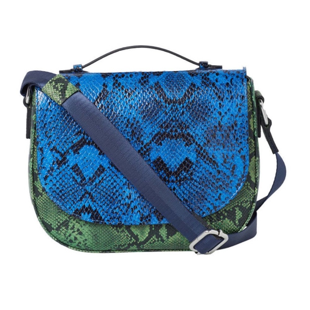 Rachel Comey Crossbody Paul Bag Purse Lizard Blue Green Animal Pink Leather